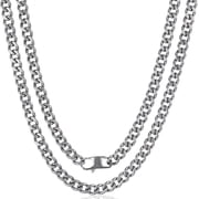 SanThree 5.5mm Pure Titanium Cuban Link Chain Necklace, Smooth Skin-Friendly Solid Titanium Curb Chain Necklaces Gift for Men Women, 25.59 Inches