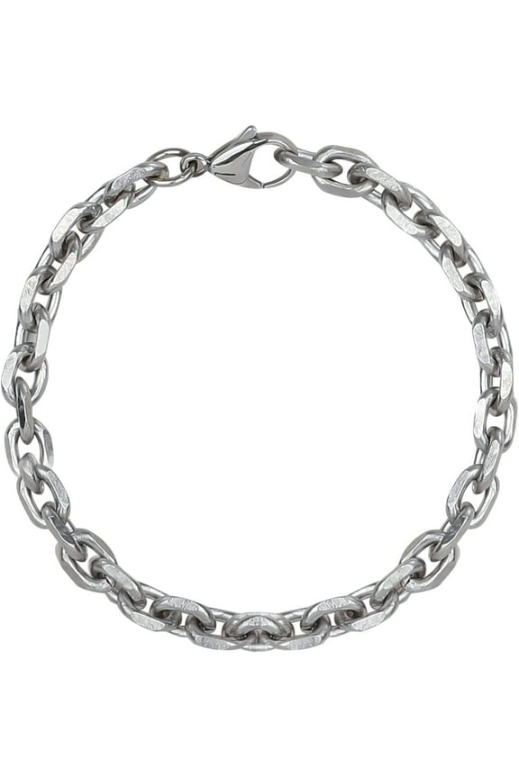 7mm Pure Titanium Chain Bracelet for Men Women, Skin Friendly Hip Hop Solid Titanium Angle Chain Bracelets for Graduation Birthday Valentines Anniversary, 7.87 inches