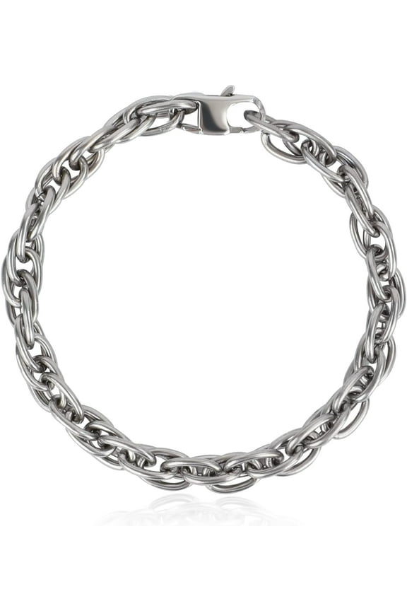 7mm Solid Pure Titanium Twist Link Chain Bracelets for Men & Women, Skin Friendly Braid Rope Titanium Bracelet Birthday Graduation Fathers Day Jewelry Gift, 7.87 inches