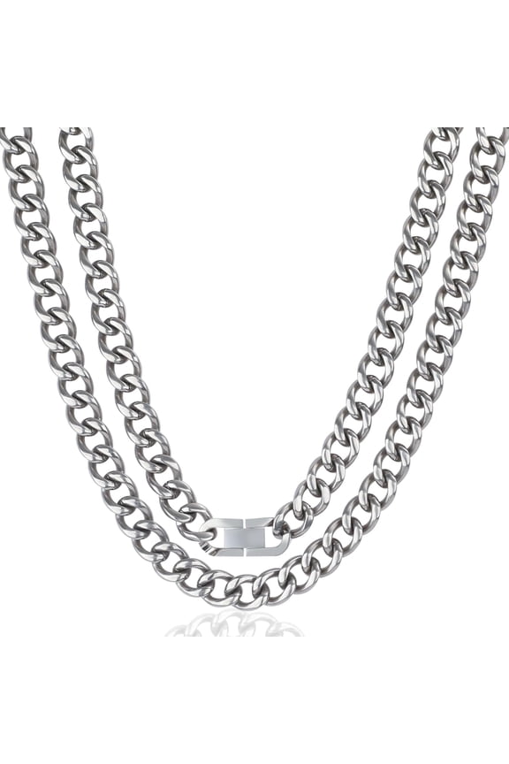 9.5mm Pure Titanium Cuban Link Chain Necklace, Ultra Lightweight Smooth Skin Friendly Solid Titanium Curb Link Chain for Men Women Valentines Day Anniversary Birthday Gift, 24 Inch