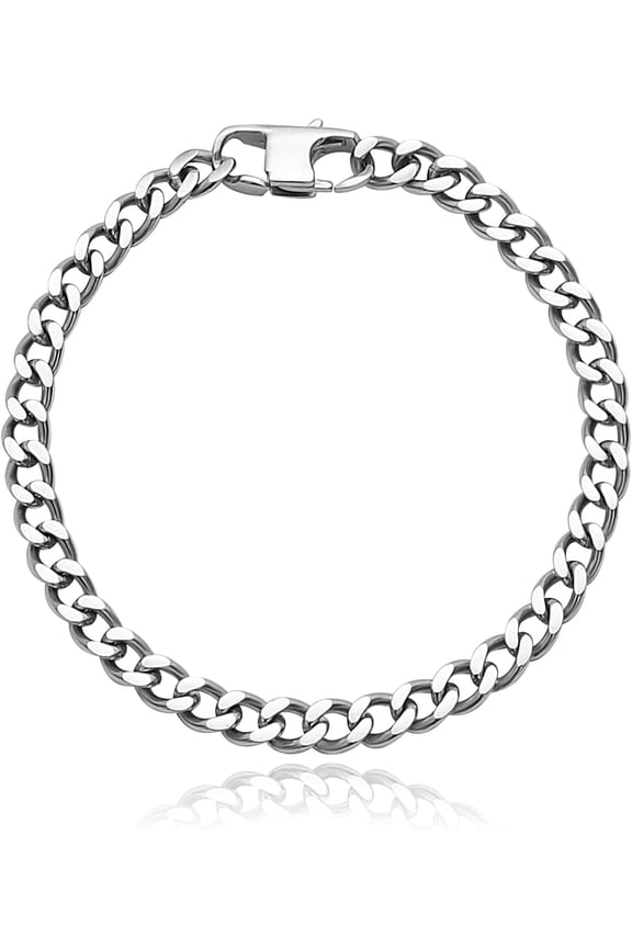 Pure Titanium Cuban Link Bracelet for Men Wrist, Ultra Light Skin Friendly Cuban Chain Bracelets for Men Women, 5.5mm Width,7.87 Inch Length Jewelry with Box Package