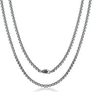 SANTHREE Pure Titanium Necklace for Men 3mm Square Rolo Chain, Durable Skin Friendly Solid Titanium Round Link Box Chain for Women Gift