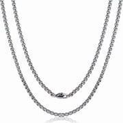 SanThree Pure Titanium Necklace for Men 3mm Square Rolo Chain, Durable Skin Friendly Solid Titanium Round Link Box Chain for Women Gift