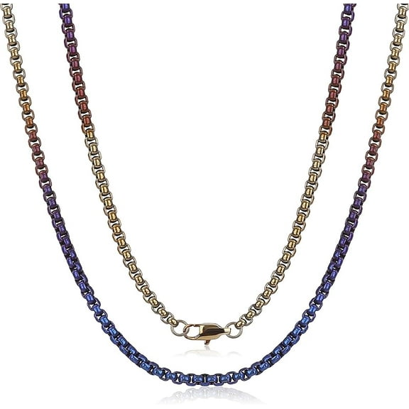 SanThree Pure Titanium Necklace for Men 3mm Square Rolo Chain, Durable Skin Friendly Solid Titanium Round Link Box Chain for Women Gift