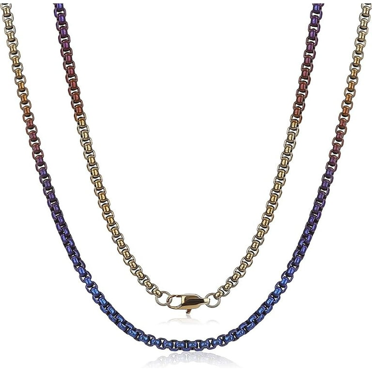 SanThree Pure Titanium Necklace for Men 3mm Square Rolo Chain