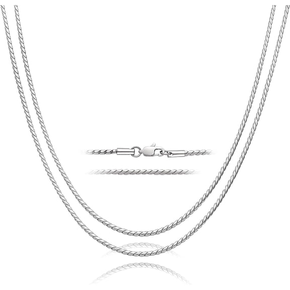 SanThree Pure Titanium Snake Wheat Chain Necklace for Men Welded 2.5MM Solid Ti Skin Friendly Chain Choker Jewelry Gifts for Women Birthday Anniversary Christmas New Year, 21.65”