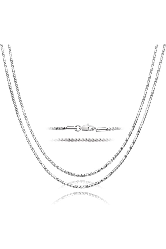 Pure Titanium Snake Wheat Chain Necklace for Men Welded 2.5MM Solid Ti Skin Friendly Chain Choker Jewelry Gifts for Women Birthday Anniversary Christmas New Year, 21.65