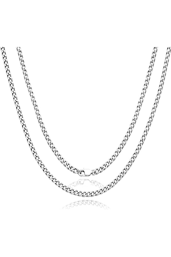 Solid Pure Titanium Cuban Link Chain 4.5mm Finely Polished Skin Friendly Shinny Curb Twist Chain Necklace for Women Men Sensitive Skin Valentines Birthday Gifts 24 Inches