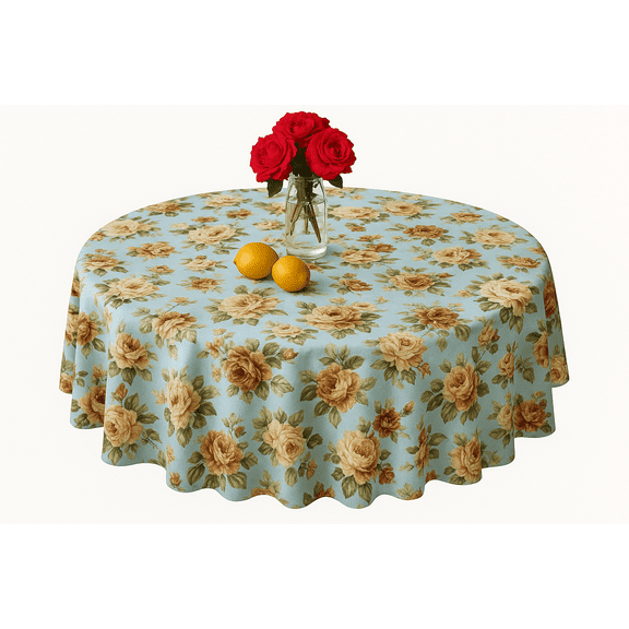 Sana Enterprises Tablecloth 70 Inch Round Blue Floral, Polyester Fabric, Scratch, Stain and Wrinkle Resistant, Elegant Dining Table Cover for Kitchen, Wedding, Banquet, Buffet and Seats 4-6
