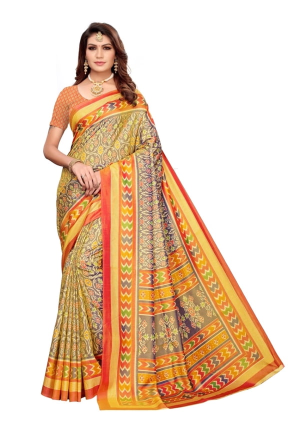 Sana Silk saree/sari with running blouse For Women/Girls