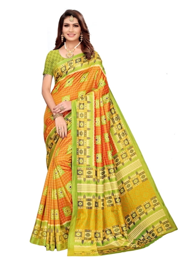 Sana Silk saree/sari with running blouse For Women/Girls