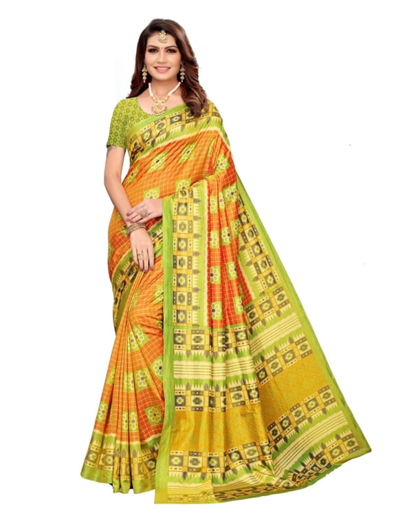 Sana Silk saree/sari with running blouse For Women/Girls