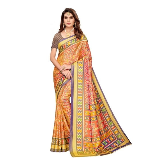 Sana Silk saree/sari with running blouse For Women/Girls