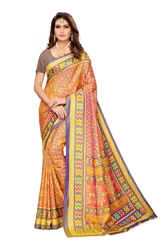 Sana Silk saree/sari with running blouse For Women/Girls