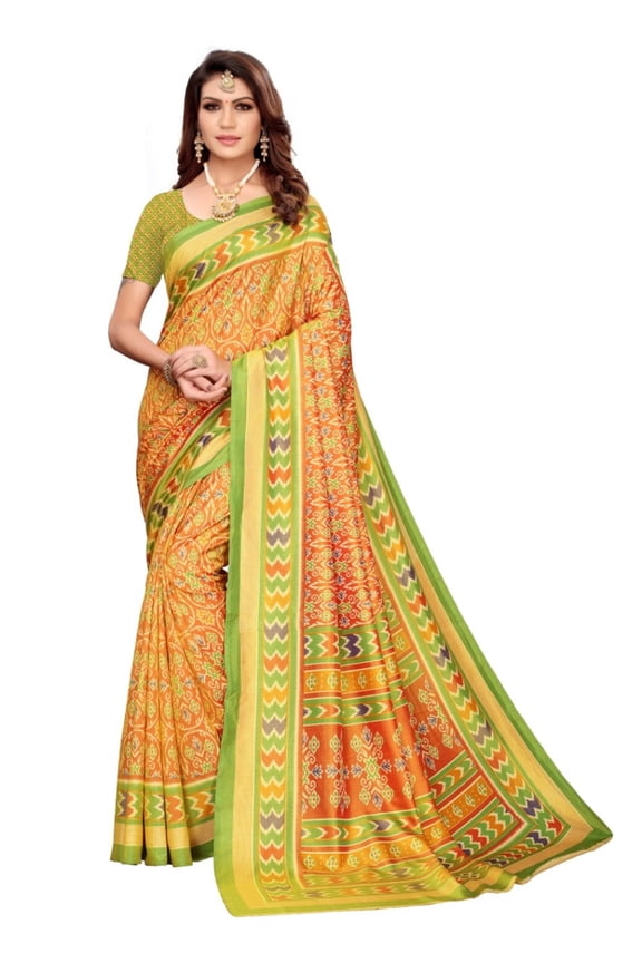 Sana Silk saree/sari with running blouse For Women/Girls