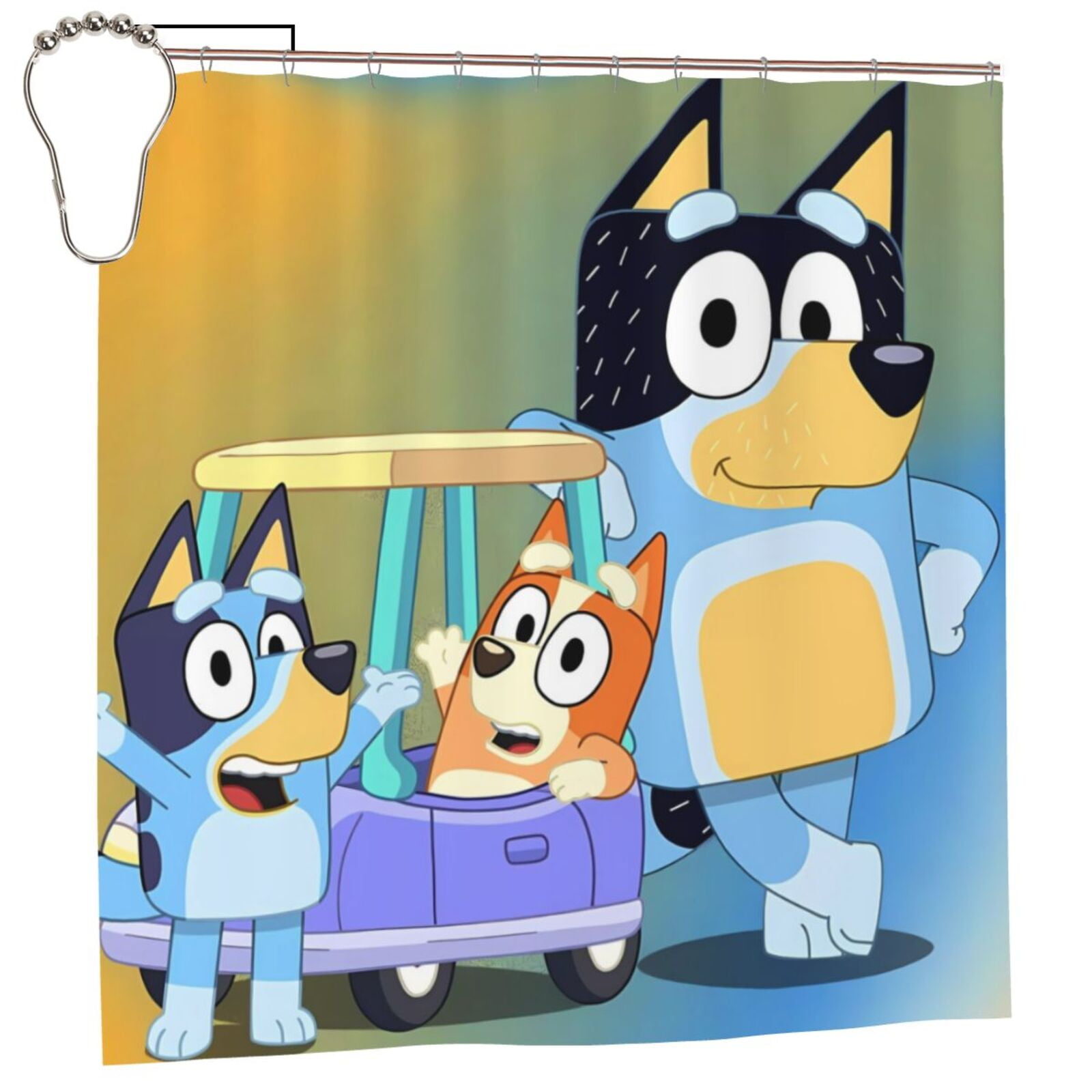 Sanaai Bluey Pattern Waterproof Shower Curtain Set - Fancy Bathroom ...