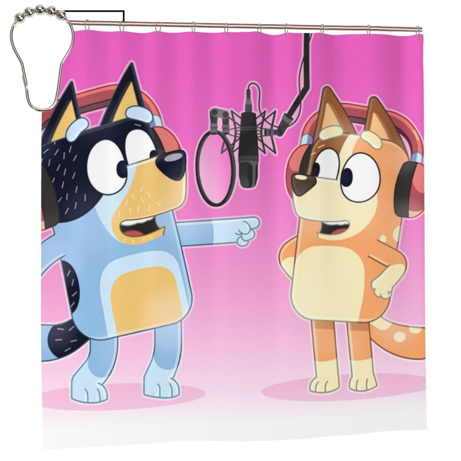 Sanaai Bluey Pattern Waterproof Shower Curtain Set - Fancy Bathroom ...