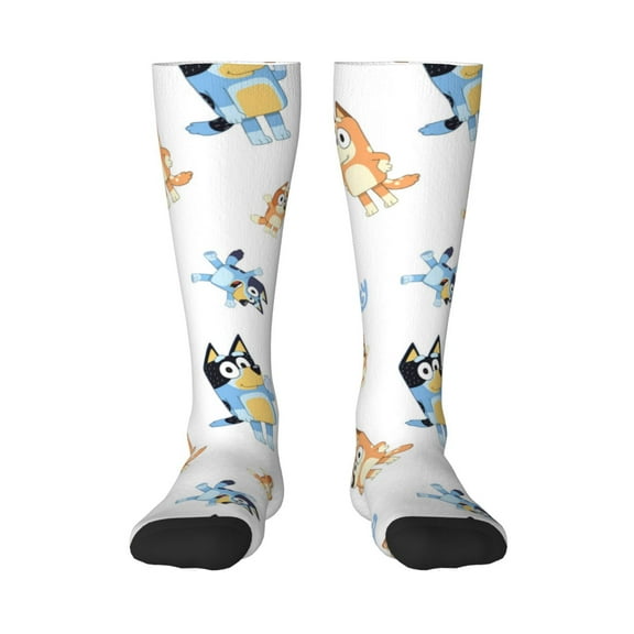 Sanaai Bluey Printed Men's & Women's Crew Socks - Lightweight Thin Cotton Calf and Knee-High Socks for Casual Wear