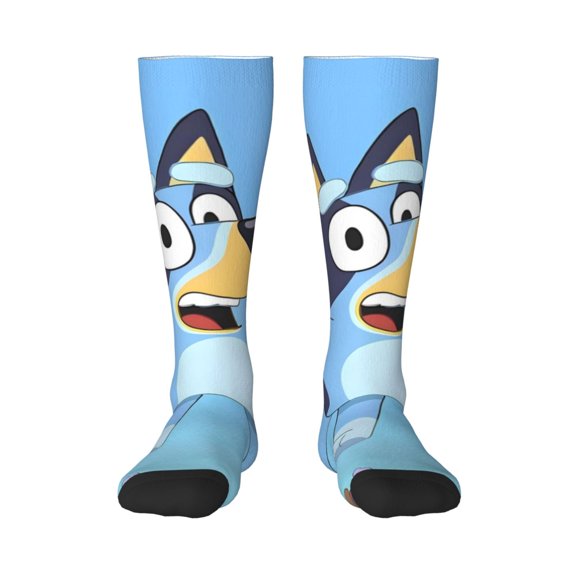 Sanaai Bluey Printed Men's & Women's Crew Socks - Lightweight Thin Cotton Calf and Knee-High Socks for Casual Wear