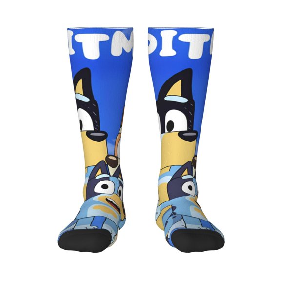 Sanaai Bluey Printed Men's & Women's Crew Socks - Lightweight Thin Cotton Calf and Knee-High Socks for Casual Wear