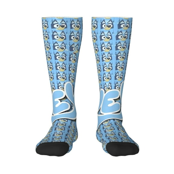 Sanaai Bluey Printed Men's & Women's Crew Socks - Lightweight Thin Cotton Calf and Knee-High Socks for Casual Wear