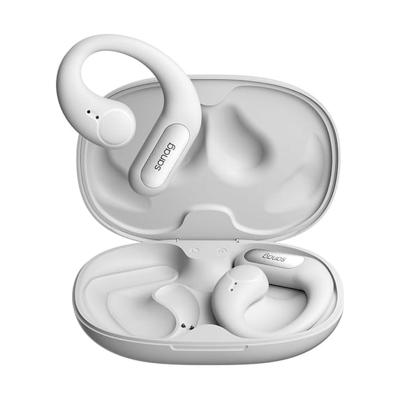 Sanag Open-Ear True Wireless Bluetooth Bone Conduction Headphones with Microphone, Earbuds with Earhooks, Sweat Resistant, Fast Charging, 18HRS Playtime, Compatible with iPhone & Android