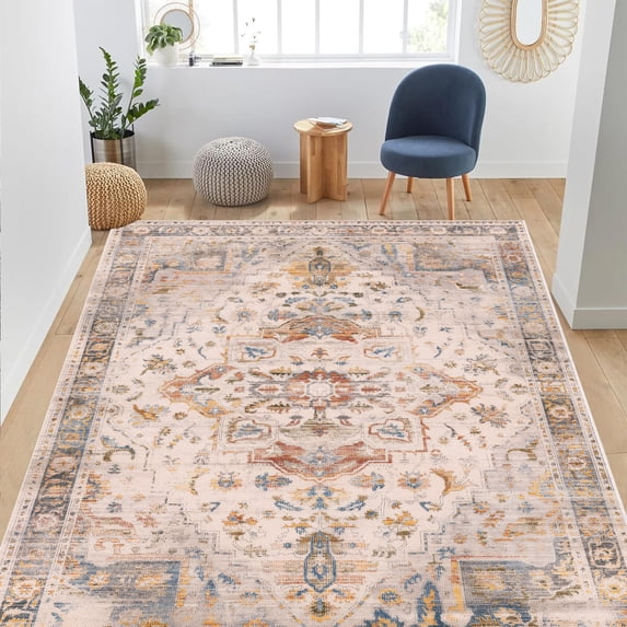 Sanamdrola Area Rugs for Living Room 4x6 ft Carpet Washable Rug Bedroom Decor Boho Non Slip for Kitchen Entryway Bathroom Bedroom Office