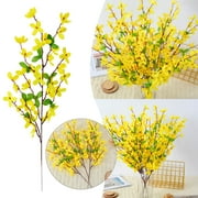 Sanamity Artificial Flowers 12Pcs Winter Jasmine Red Forsythia Inch Gold Flower New Chinese Home Wedding Decoration, Mothers Day Gifts