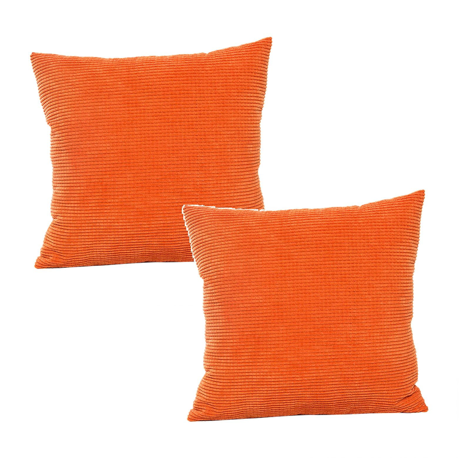 Sanamity Microbead Pillows Squishy 2 Pack 2Pcs Simple Corduroy Throw Pillow Living Room Sofa Back Cushion Bed Top Office Cover 18 Roll Pillows Orange