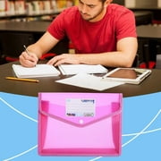 Sanamity Plastic Prong Folders A4 Colorful Accordion File Folder Exam Paper Storage Briefcase Horizontal Twill Student 3D Document Bag Easy Organization And Practical Pink