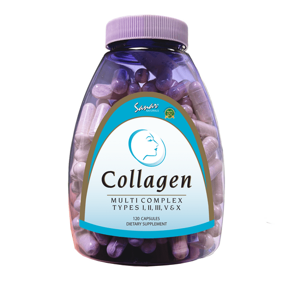 Sanar Naturals Collagen Multi Complex, Type I, II, III, V, X, for Hair, Skin, Nails, Joint & Bone Support, 120 Capsules