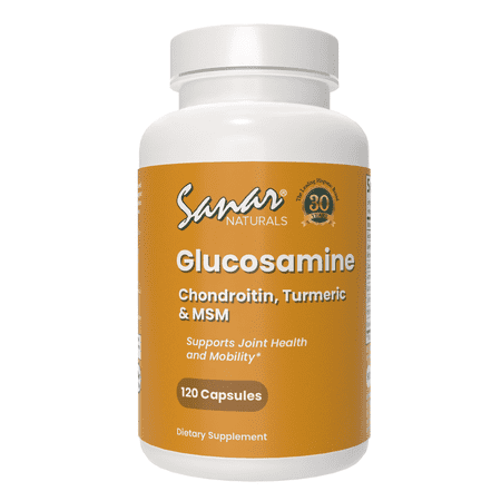 Sanar Naturals Glucosamine Chondroitin MSM Turmeric - Joint Support Supplement - Relief for Knee, Back, Hands, and Joints - Non-GMO, Gluten Free, 120 Capsules