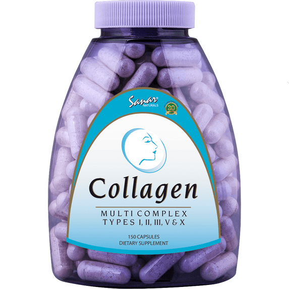 Sanar Naturals Multi Collagen Complex - Type I, II, III, V, X - Extra Strength Hair Skin Nails Joints - Women and Men, Collagen Peptide Supplement Pills, 150 Capsules
