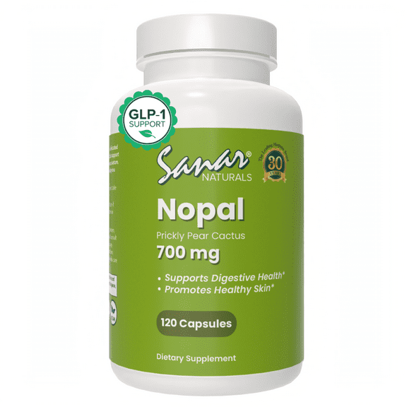 Sanar Naturals Nopal Cactus Fiber Supplement for Digestive Health - Sugar Free, Gluten Free, 120 Capsules