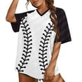 thumbnail image 1 of Sanbonepd Baseball Mom Shirts Tshirt Heart Graphic Tees Funny Short Sleeve Tops Loose Fit Baseball Lovers Fan Summer T Shirts Black, 1 of 8