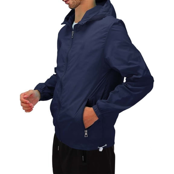 Sanbonepd Dark Blue Lightweight Coat Sunscreen for Men, Windproof Zip Up Comfortable Windbreakers for Women with the Hood 7XL