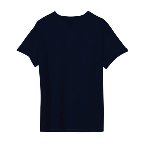 Sanbonepd Dark Blue Polyester Elastic Waist V Neck T Shirts Men, Casual Short Sleeve Big & Tall V-Neck Solid Black Activewear T Shirt Men 5XL