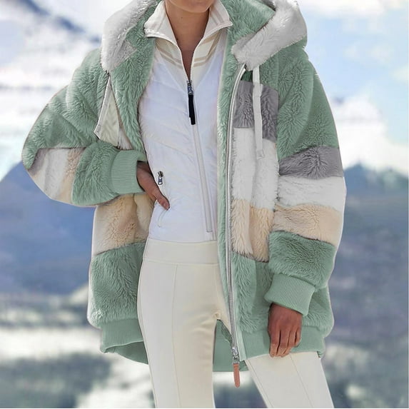 Sanbonepd Fleece Jacket For Women 2023 Fashion Plush Hooded Coat