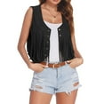 thumbnail image 1 of Sanbonepd Fringe Vest Women Suede Open-Front Vintage Vest Sleeveless 70S Hippie Clothes Boho Western Jacket, 1 of 8