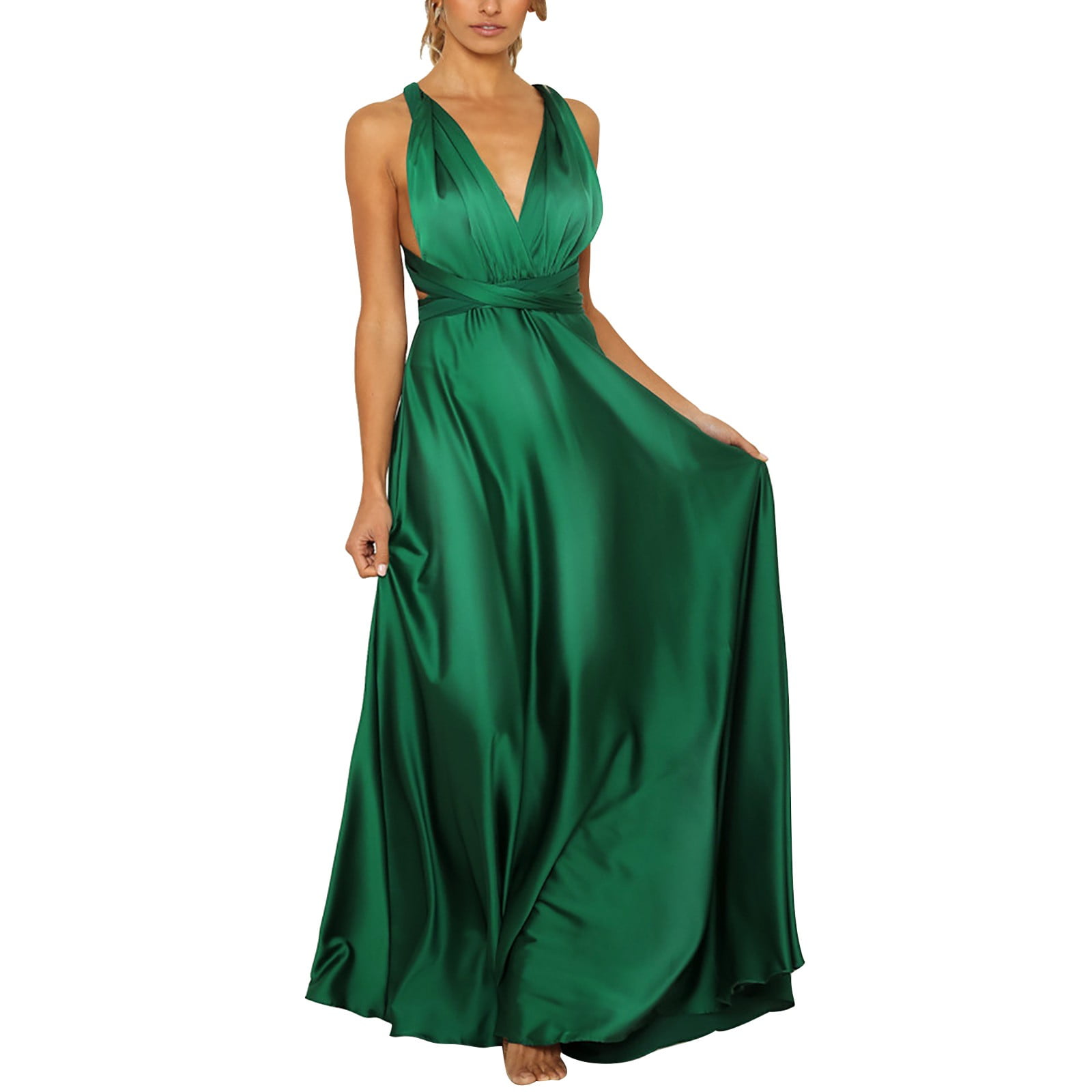 Sanbonepd Ladies Long Prom Dresses Elegant Halter Backless Long Dress