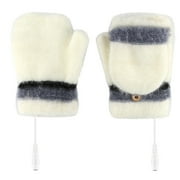 SANBONEPD Laptop Women USB Heated Mitten Winter Warm Knit Gloves