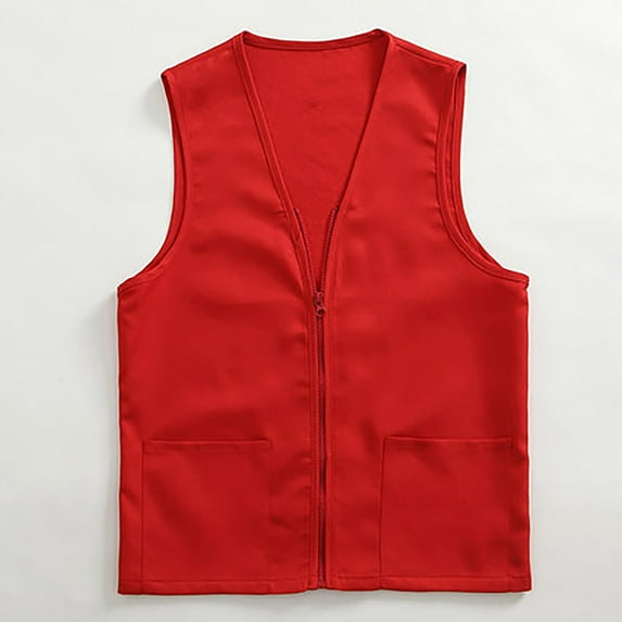 Sanbonepd Red Outerwear Vests Womens, Casual Polyester Sleeveless Workwear Vests Postulant Activity Vest Clerk L