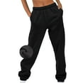thumbnail image 1 of Sanbonepd Winter Cotton Full-Length Casual Athletic Activewear Solid Color Elastic High Waisted Loose Comfortable with Pockets Sweatpants M, 1 of 5