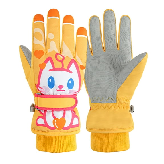Sanbonepd Winter Gloves for Kids Waterproof Skiing Cartoon Printing Cute Mittens Cycling Windproof Gloves