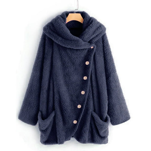 Sanbonepd Women Casual Fleece Jacket Solid Cute Oversize Coats Home Pajamas