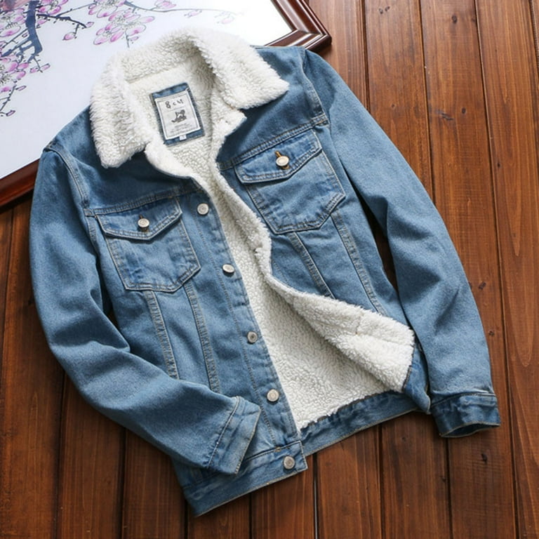 Sanbonepd Women Fall Winter Denim Upset Jacket Vintage Long Sleeve Loose Jeans Coat Walmart