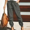 thumbnail image 1 of Sanbonepd Women Fashion Solid Color Drawstring Overalls Pocket Trousers Casual Pants, 1 of 5