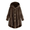 thumbnail image 1 of Sanbonepd Women Plus Size Button Plush Tops Hooded Loose Cardigan Wool Coat Winter Jacket, 1 of 5