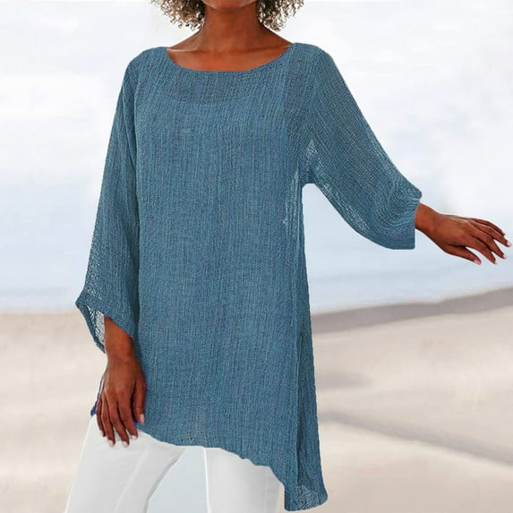 Sanbonepd Women Plus Size Long Sleeve Irregular Hem Baggy Blouse Shirt Ladies Summer Tunic Tops