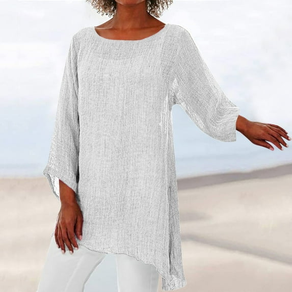 Sanbonepd Women Plus Size Long Sleeve Irregular Hem Baggy Blouse Shirt Ladies Summer Tunic Tops
